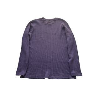 American Giant Waffle Long Sleeve Crew T Shirt Knit Mens M Purple Tee Stretch